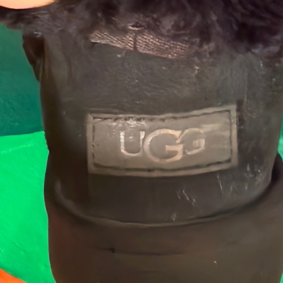 UGG classic ankle height black plush suede boots, size 11